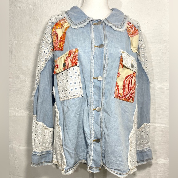 POL PATCHWORK BUTTON SHIRT - Picture 1 of 16